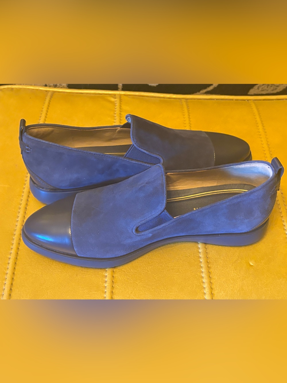 Cole Haan Navy Suede & Leather Slip-On Loafers